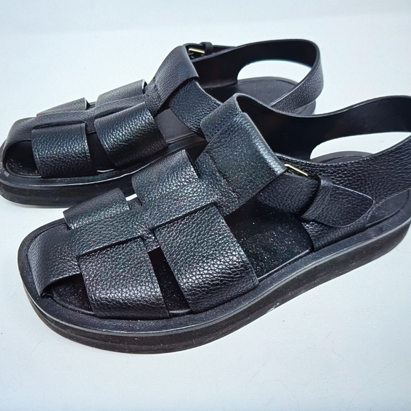 The Row Shoes - The Row Black Fisherman's Leather Sandals Size 36